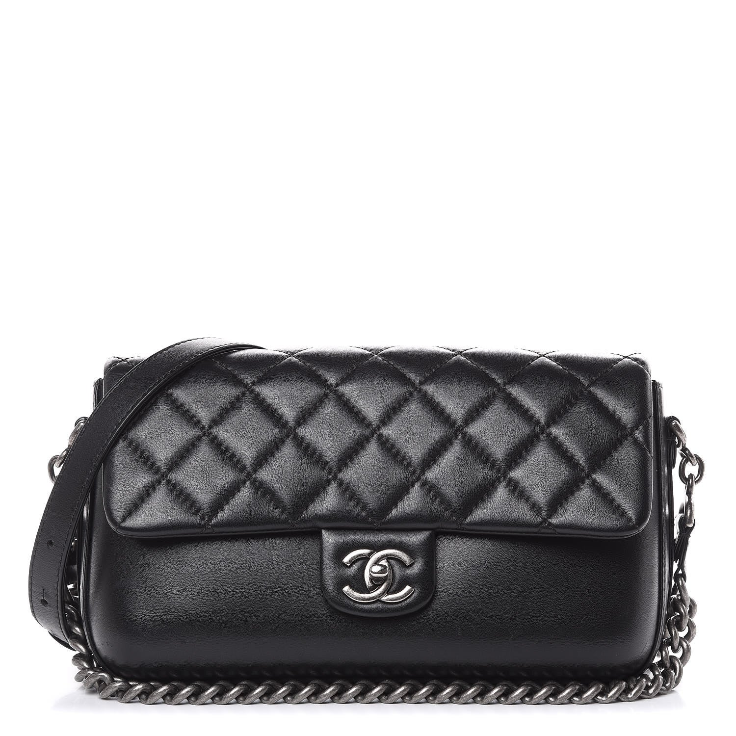 Chanel Calfskin Quilted Large Rock My Shoulder Flap Black 1 of 16