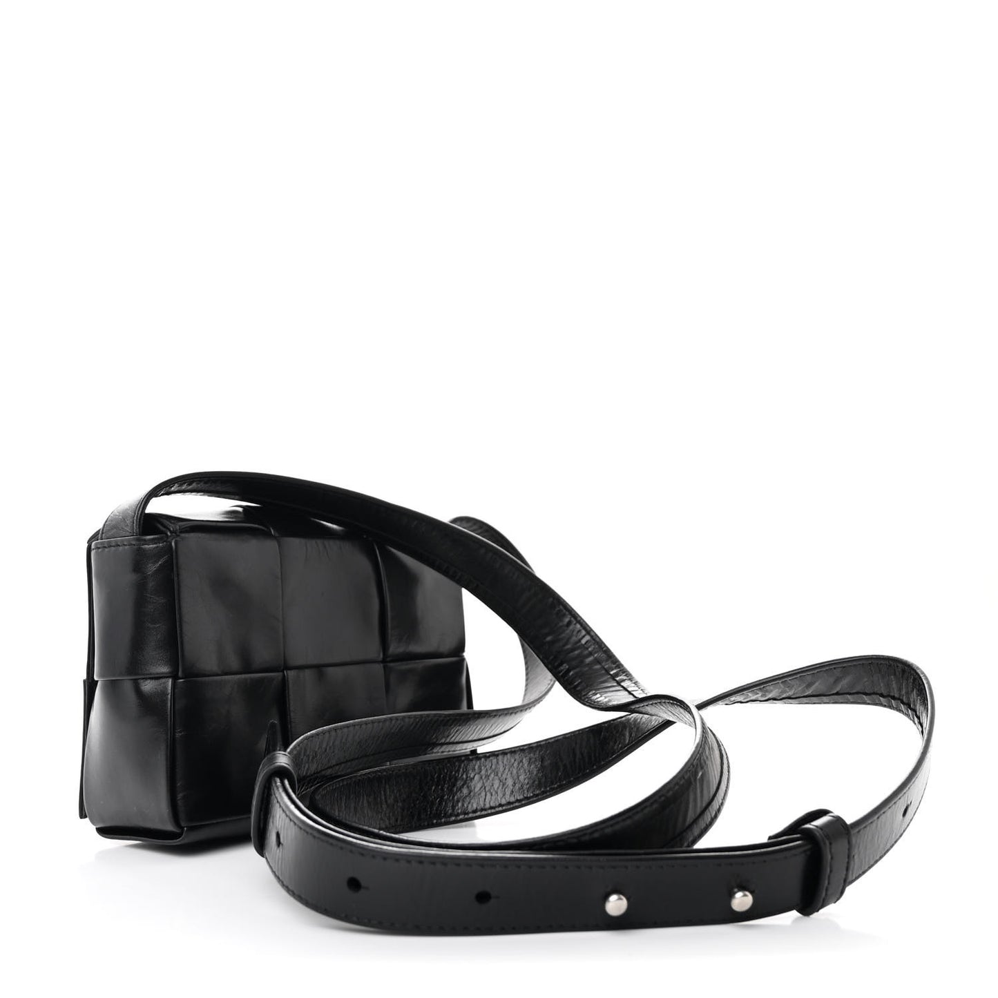 Lambskin Maxi Intreccio Candy Cassette Crossbody Bag Black