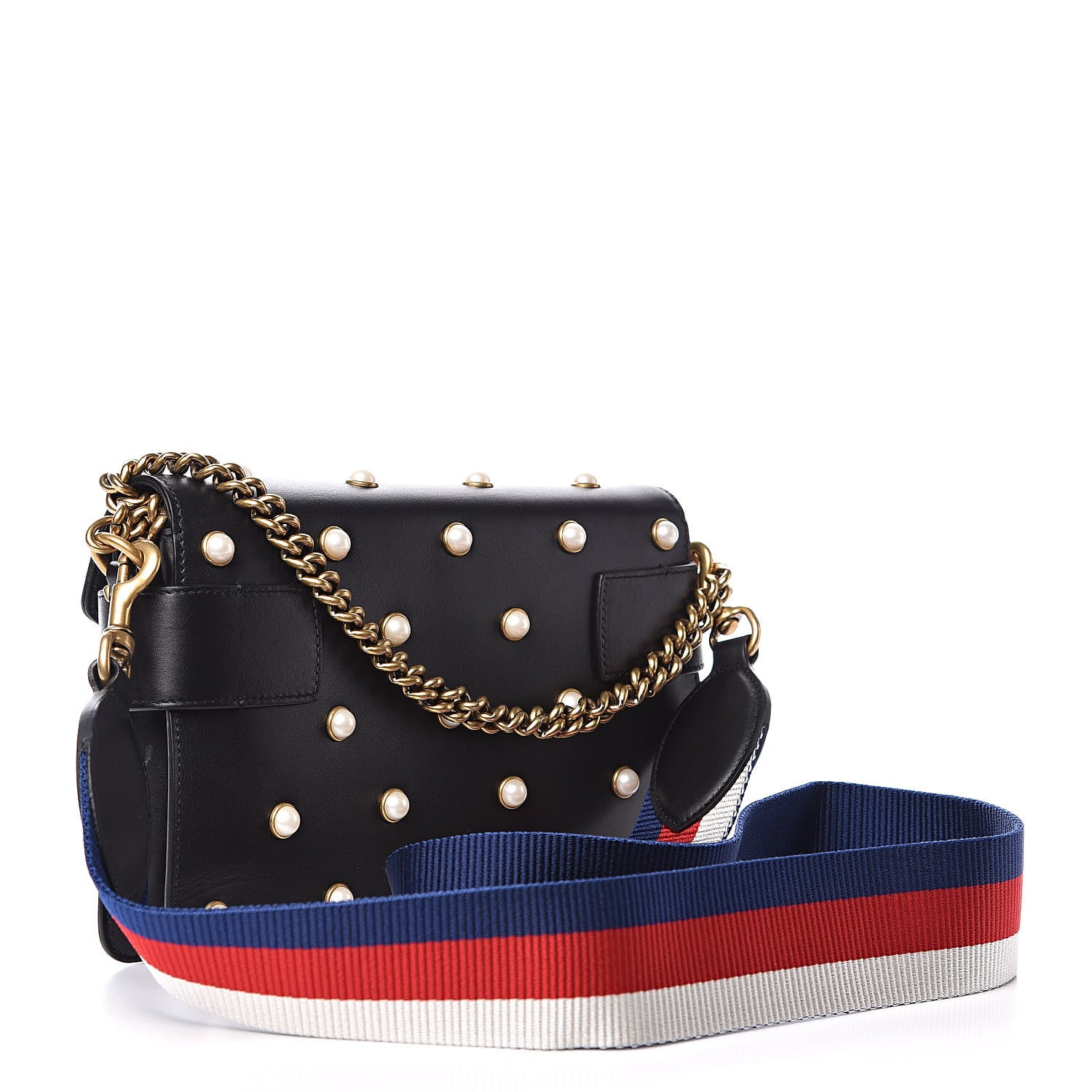 Gucci Nappa Pearl Studded Mini Queen Margaret Broadway Shoulder Bag Black 3 of 13