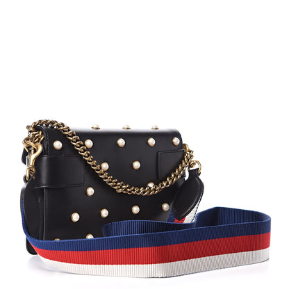 Gucci Nappa Pearl Studded Mini Queen Margaret Broadway Shoulder Bag Black 3 of 13