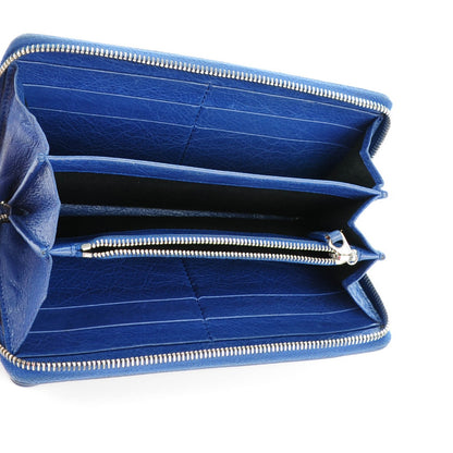 Balenciaga Agneau Giant 12 Silver Hardware Continental Zip Around Wallet Bleuette 5 of 7