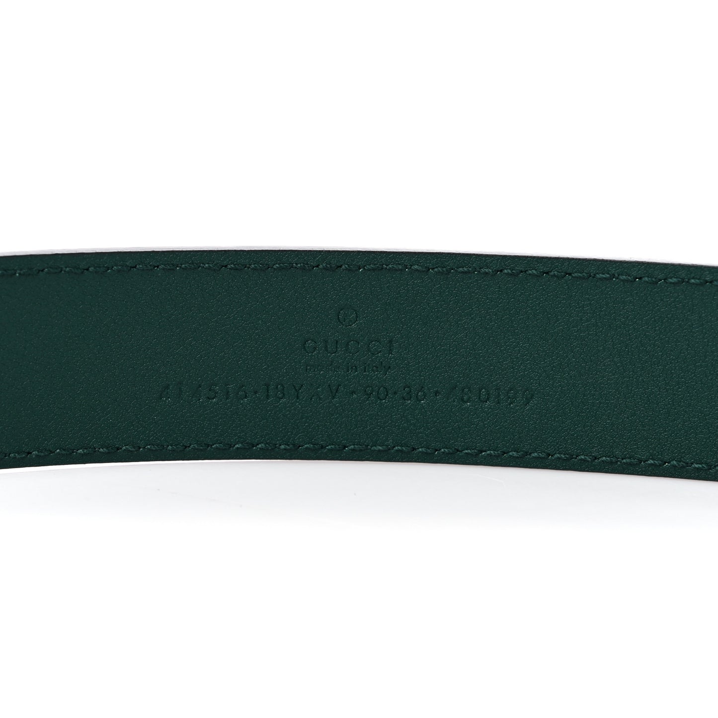 Azalea Calfskin Enamel Monochrome Double G 30mm Belt 90 36 Vintage Green
