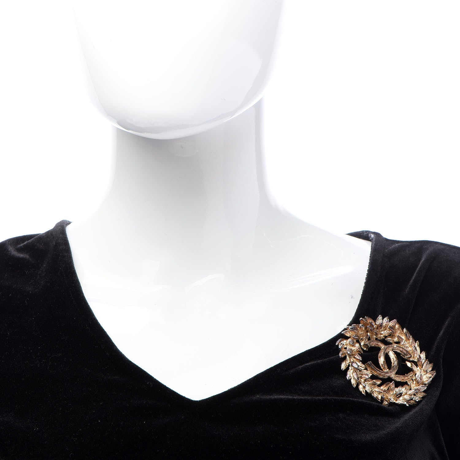 Chanel Crystal CC Sheath of Wheat Brooch Gold 2 of 5
