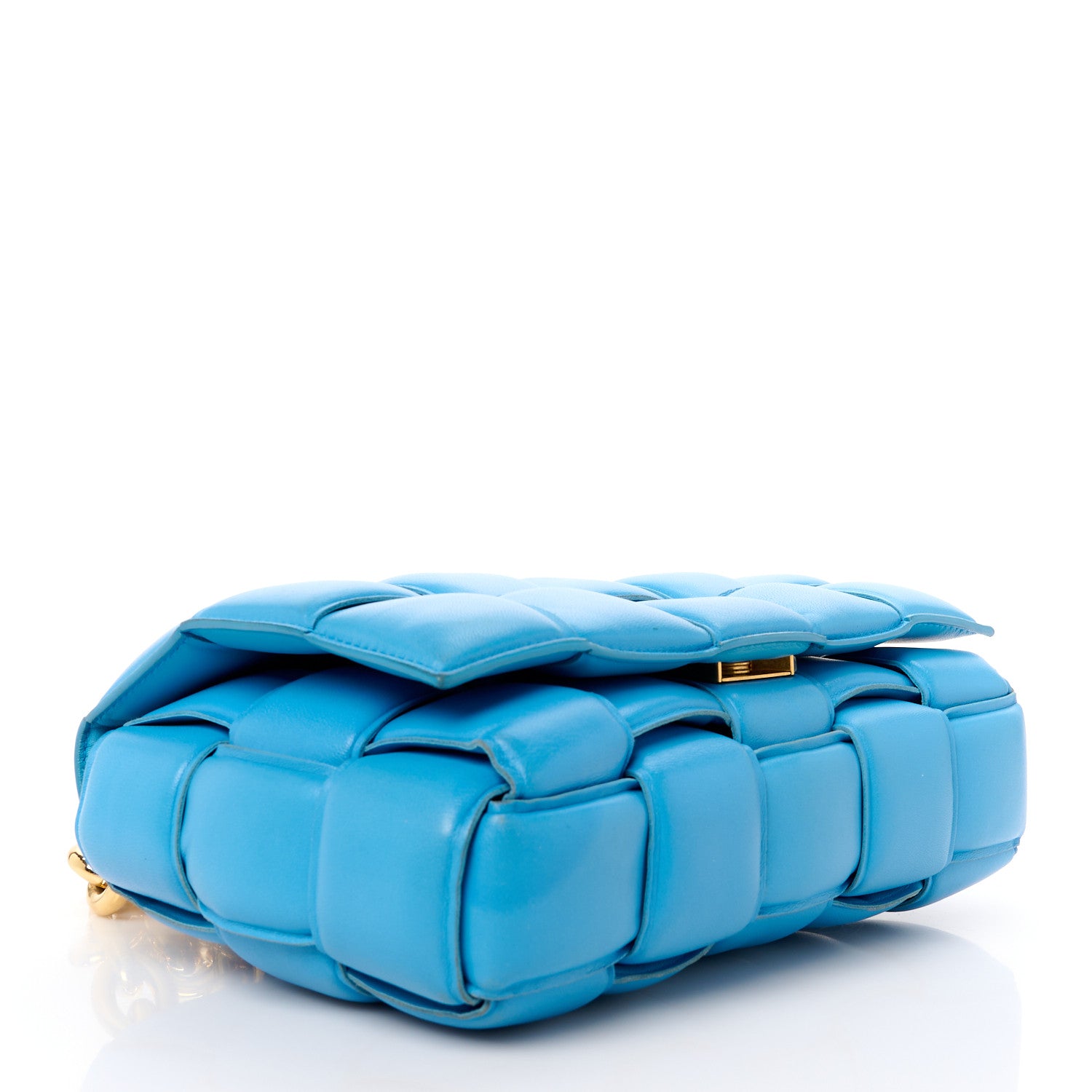Bottega Veneta Lambskin Maxi Intrecciato Padded Chain Cassette Crossbody Bag Swimming Pool 4 of 13