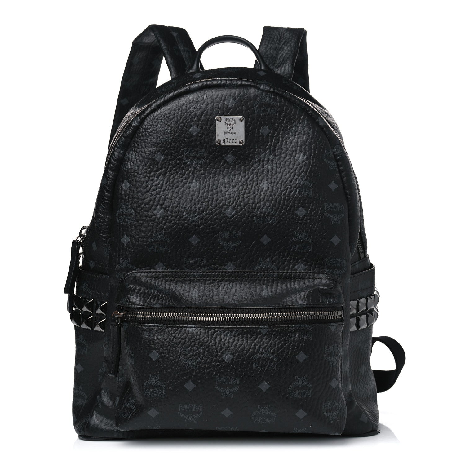 MCM Visetos Medium Side Studs Stark Backpack Black 1 of 12