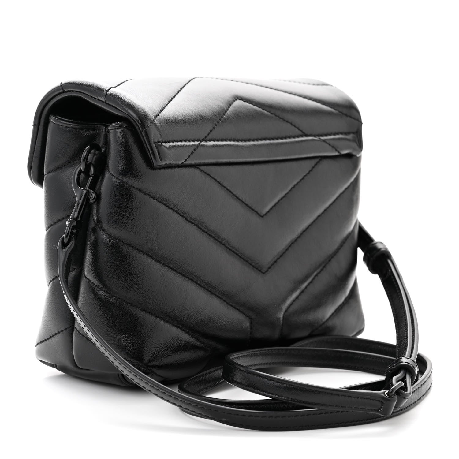 Saint Laurent Calfskin Y Quilted Monogram Monochrome Toy Loulou Crossbody Bag Black 3 of 11