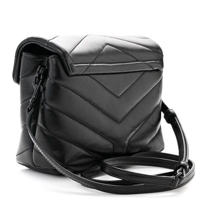 Saint Laurent Calfskin Y Quilted Monogram Monochrome Toy Loulou Crossbody Bag Black 3 of 11