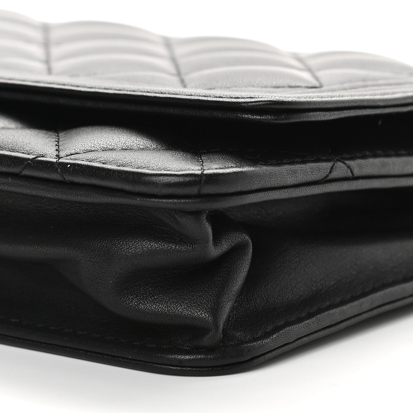 Lambskin Quilted Boy Wallet On Chain WOC Black