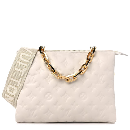 Louis Vuitton Lambskin Embossed Monogram Coussin PM Beige Cream 1 of 9