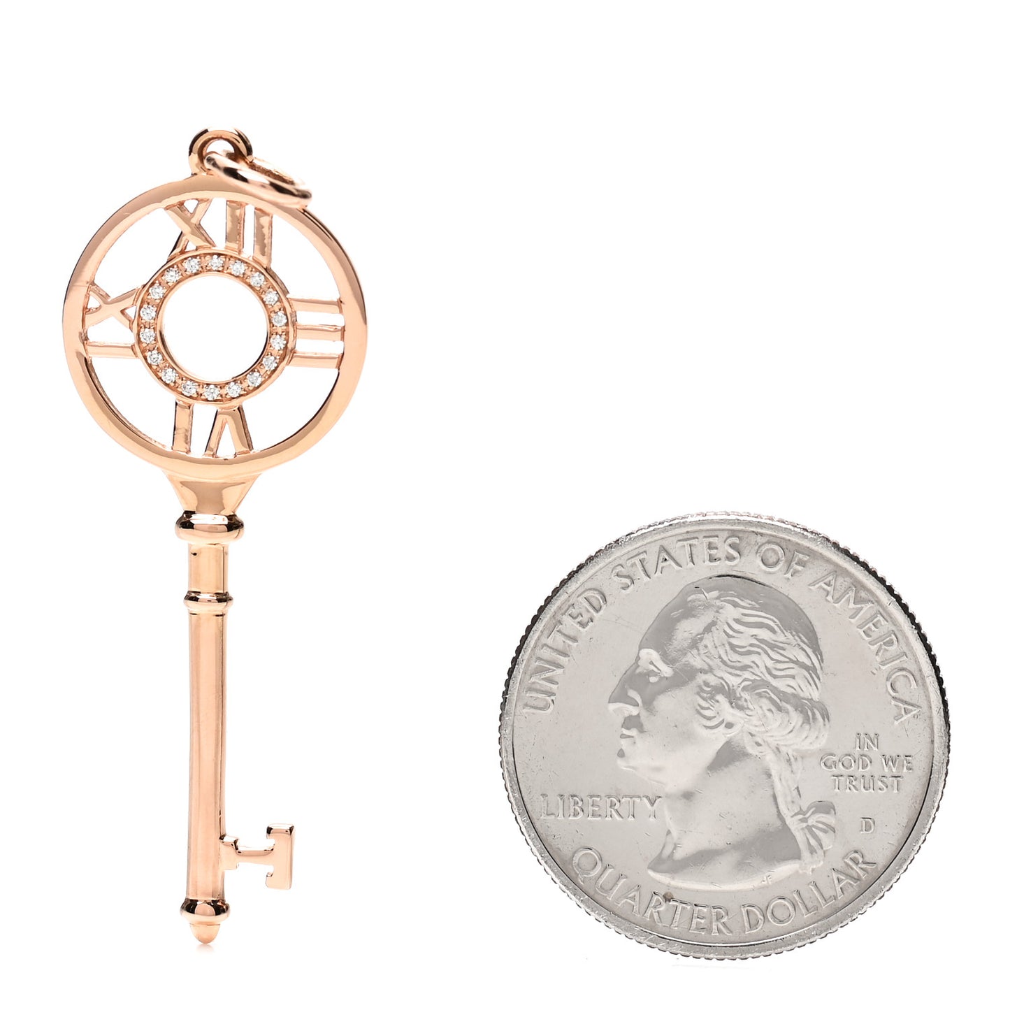 18K Rose Gold Diamond Atlas Key Pendant