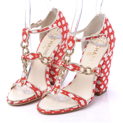 Chanel Tweed CC Chain Sandals 36 Rogue Ecru 3 of 8