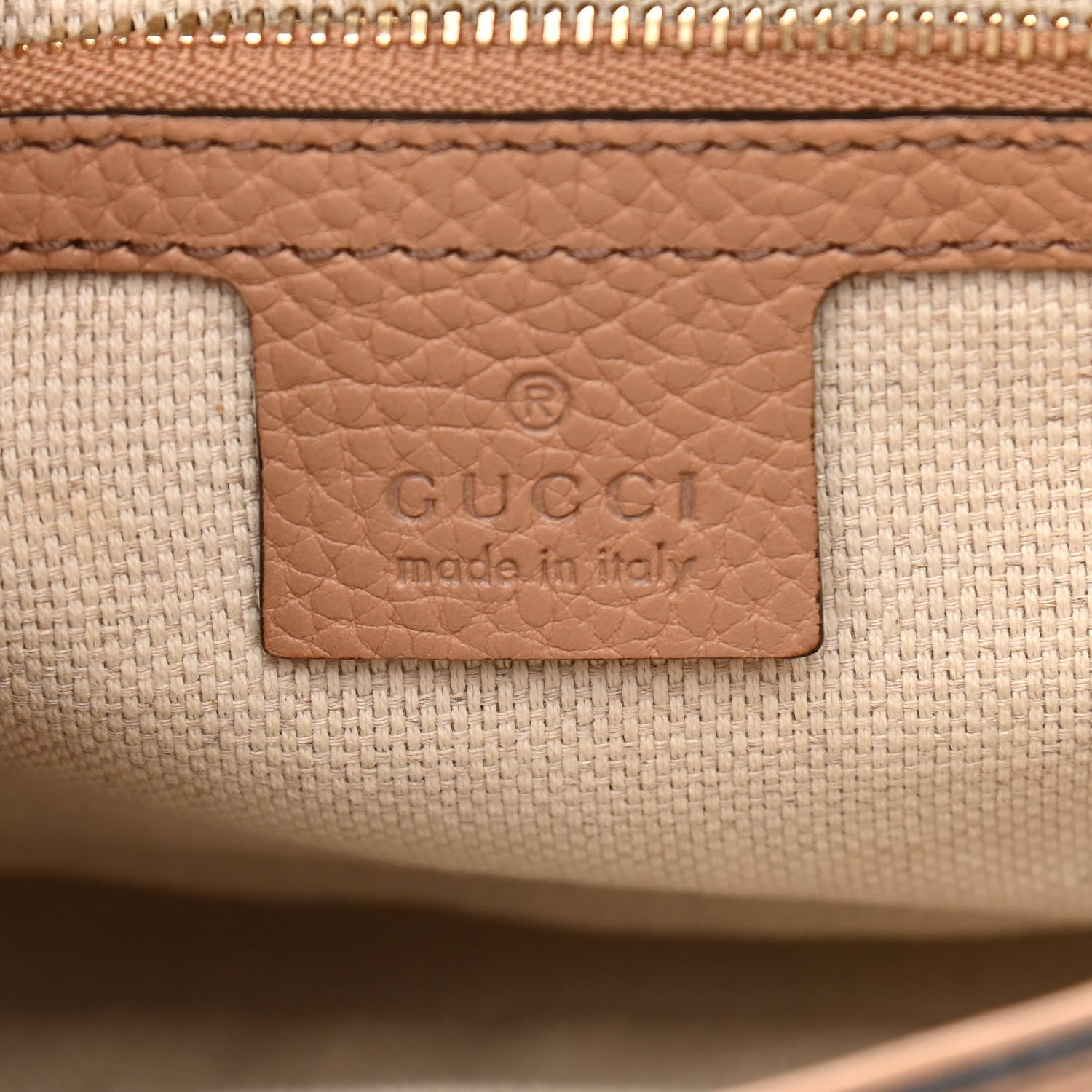 Gucci Pebbled Calfskin Medium Soho Flap Crossbody Camelia 6 of 12