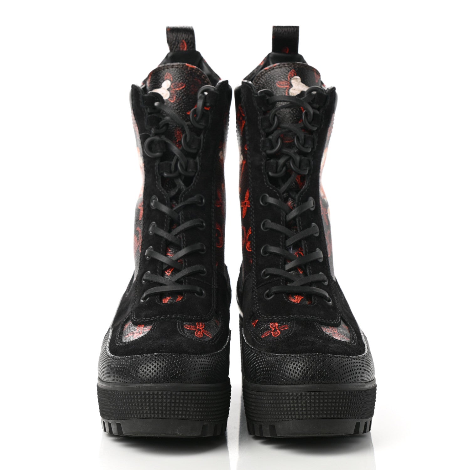 Louis Vuitton Suede Calfskin Catogram Laureate Platform Desert Boots 38.5 Black Marron 2 of 8