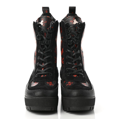 Louis Vuitton Suede Calfskin Catogram Laureate Platform Desert Boots 38.5 Black Marron 2 of 8
