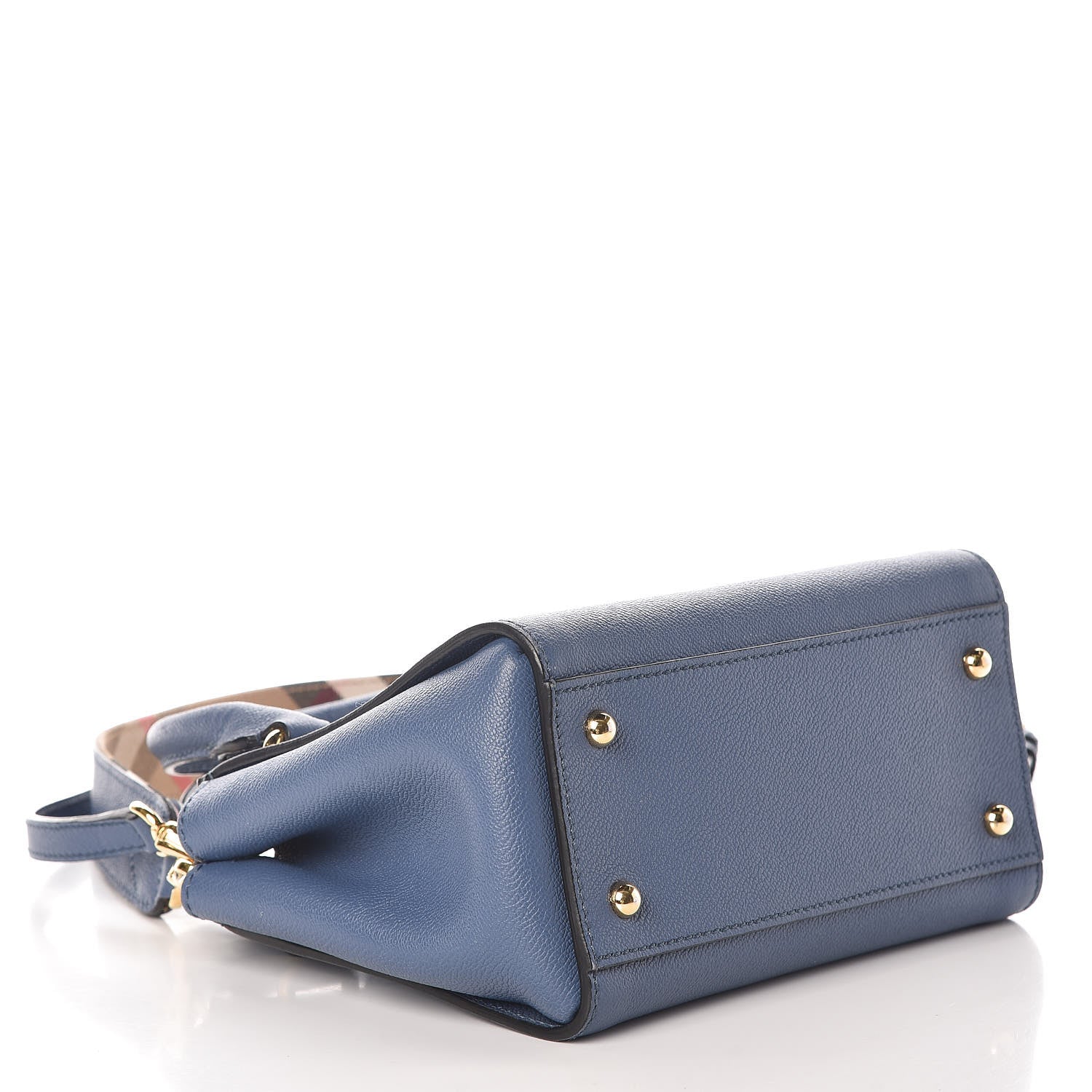 Burberry Soft Grain Calfskin Small Buckle Tote Steel Blue 5 of 10