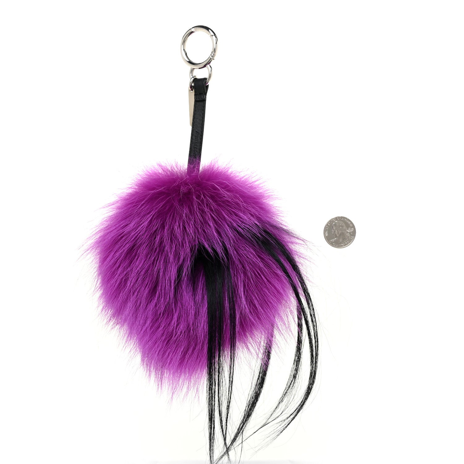 Fendi Fox Mink Goat Fur Oret Monster Bag Bug Charm Orchid Black 2 of 5