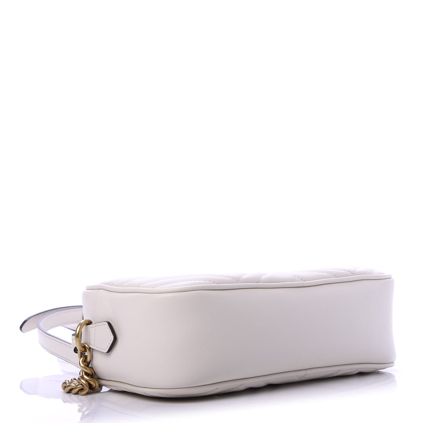 Calfskin Matelasse Small GG Marmont Chain Shoulder Bag White