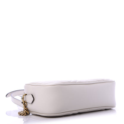 Gucci Calfskin Matelasse Small GG Marmont Chain Shoulder Bag White 4 of 12