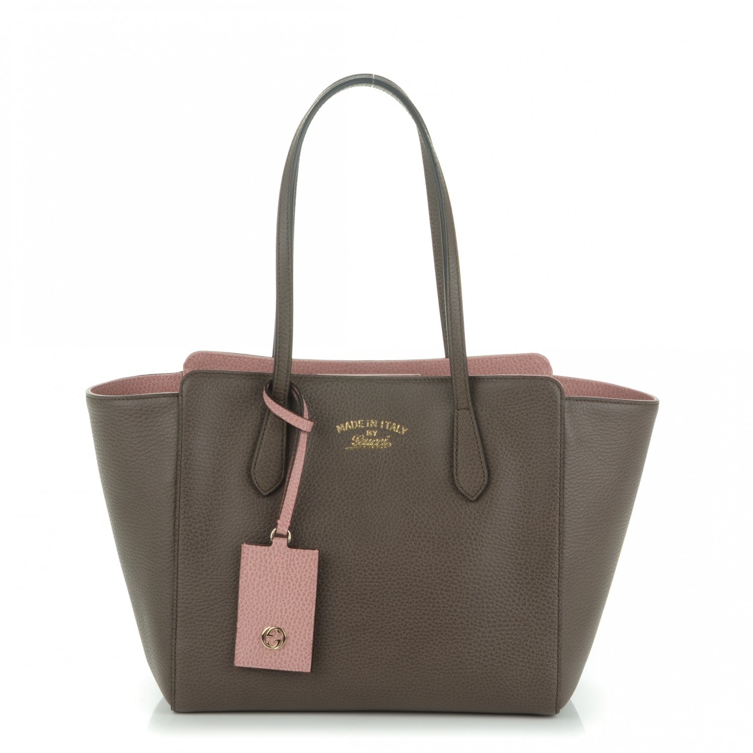 Gucci Dollar Calfskin Small Swing Tote Grey Field Soft Pink 1 of 6