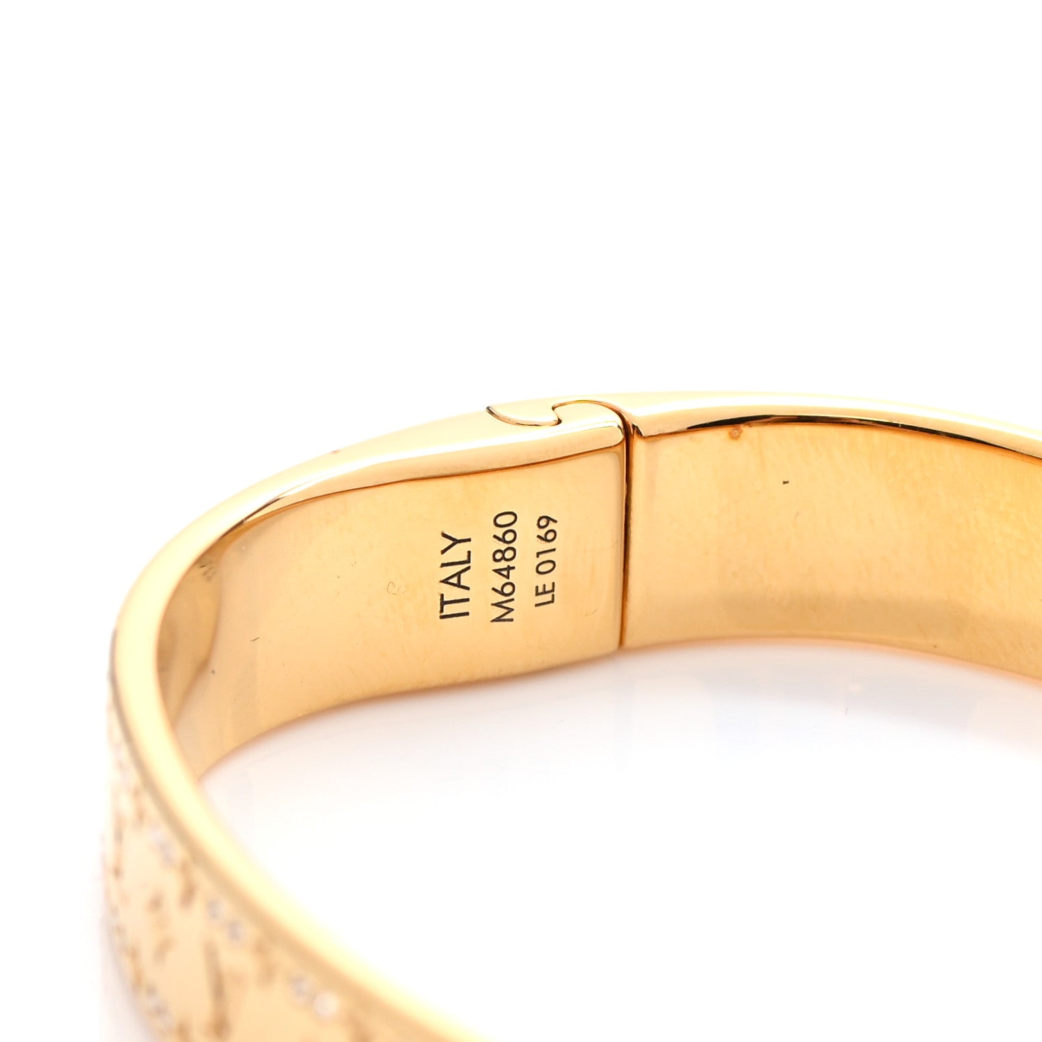 Louis Vuitton Brass Crystal Monogram Nanogram Strass Cuff S Gold 5 of 7