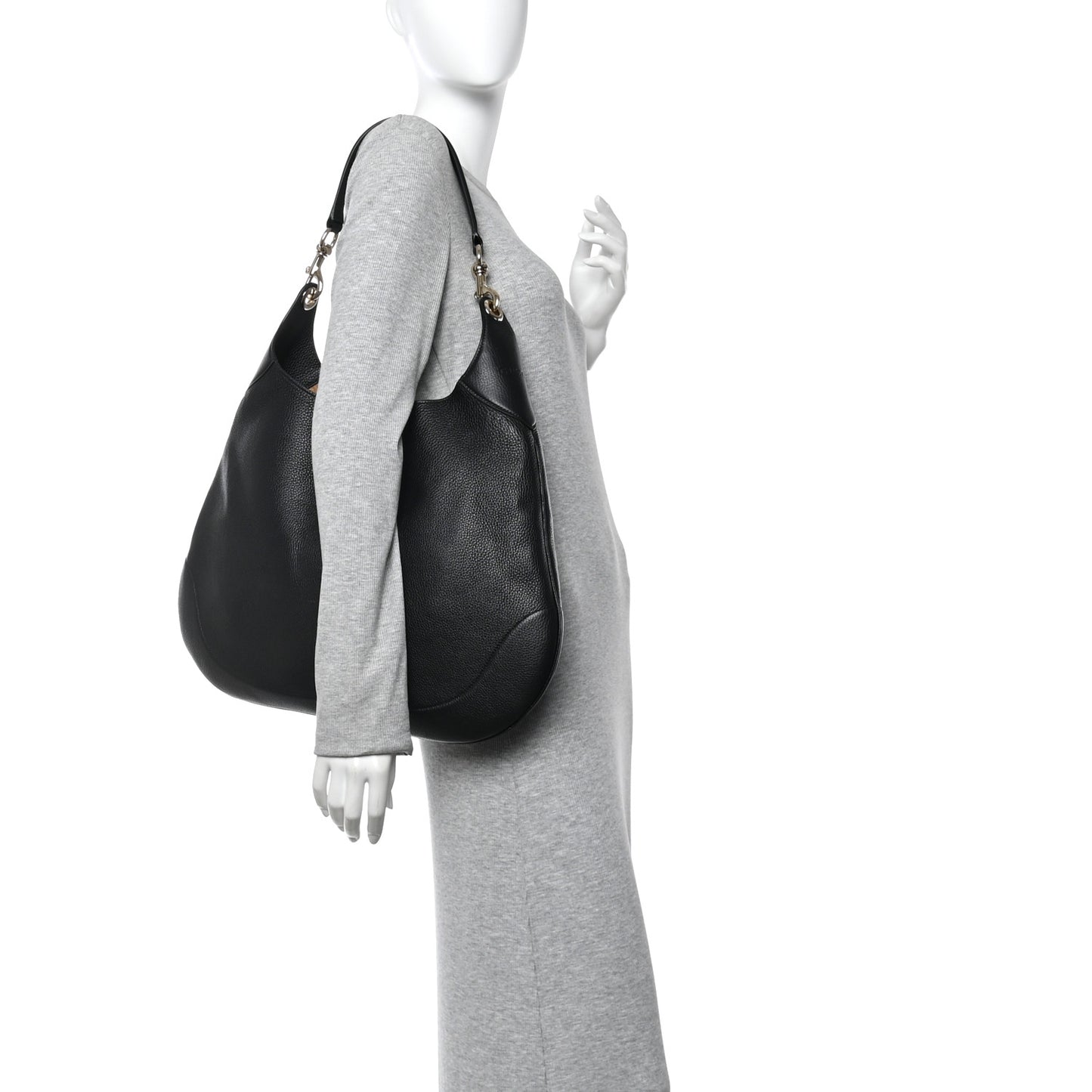 Soft Grained Calfskin Maxi B Hobo Black