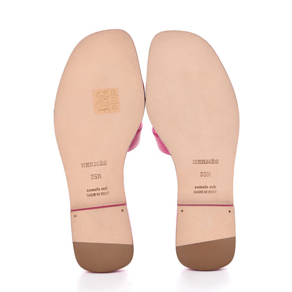 Hermes Epsom Oran Sandals 35.5 Rose Pourpre 6 of 11