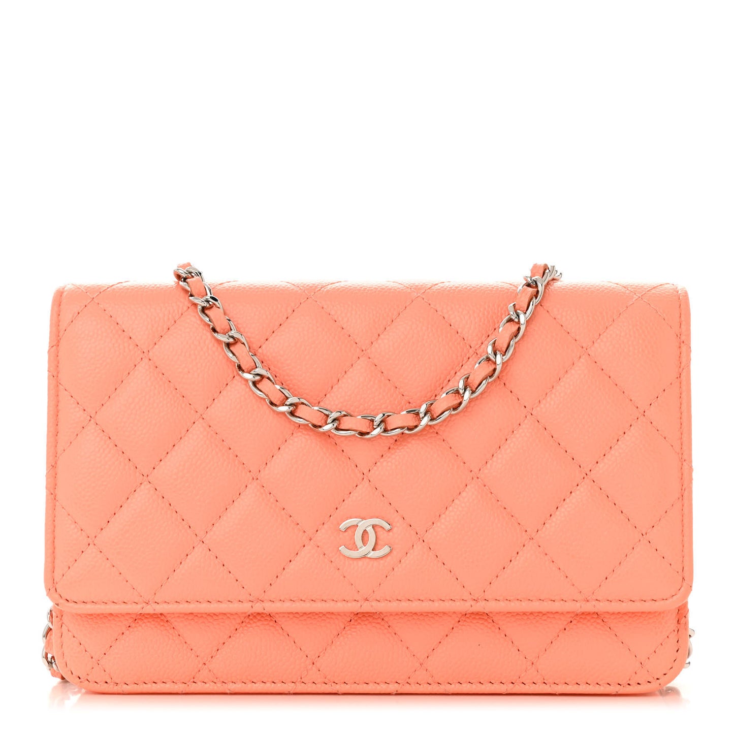 Caviar Quilted Wallet on Chain WOC Coral