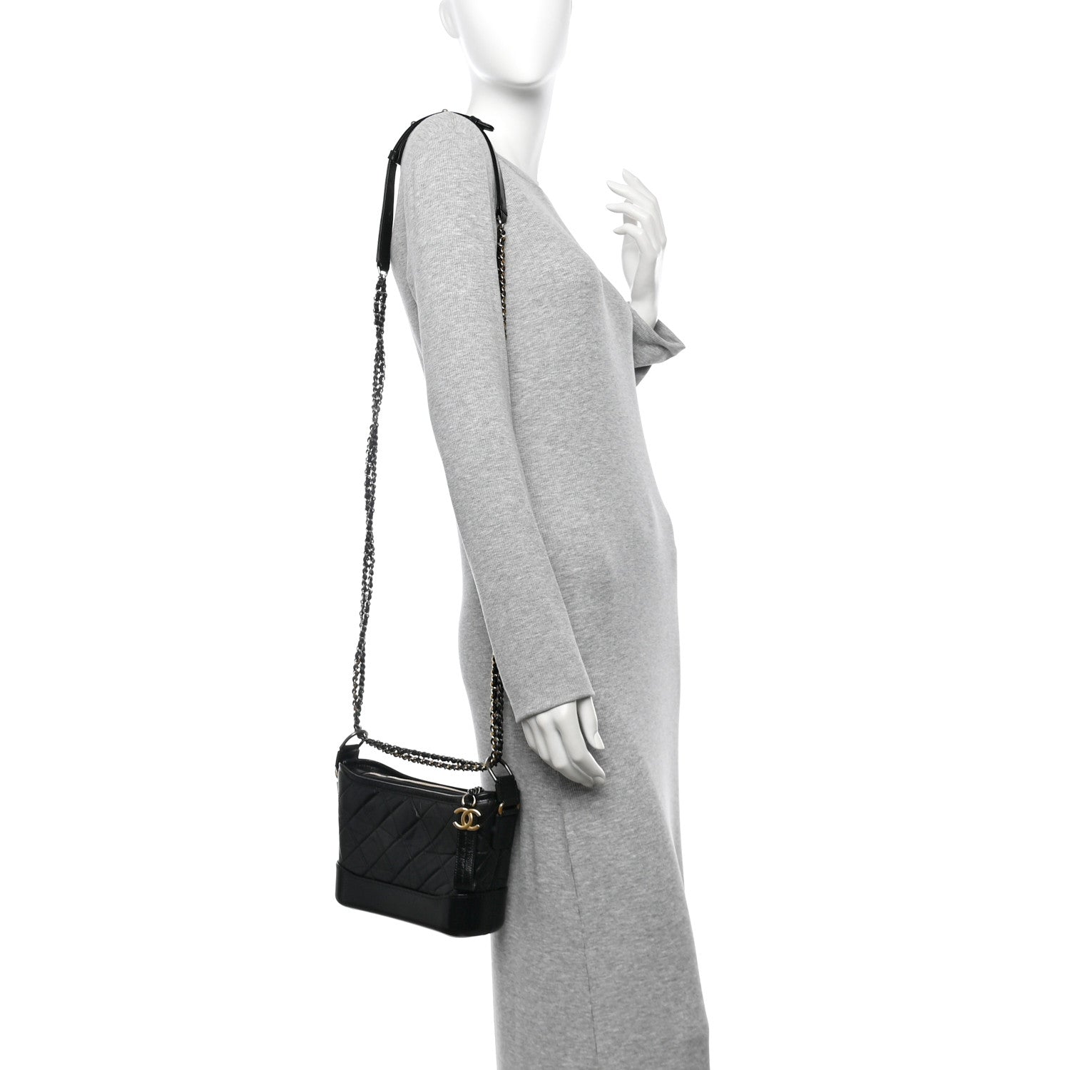 Chanel Aged Calfskin Quilted Small Gabrielle Hobo Black 2 of 11