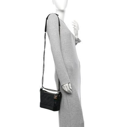 Chanel Aged Calfskin Quilted Small Gabrielle Hobo Black 2 of 11