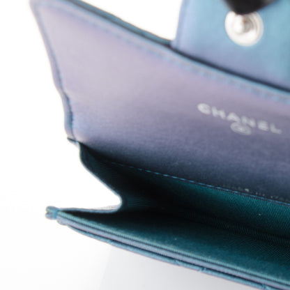 Chanel Metallic Lambskin Quilted Flap Card Holder Turquoise 7 of 8