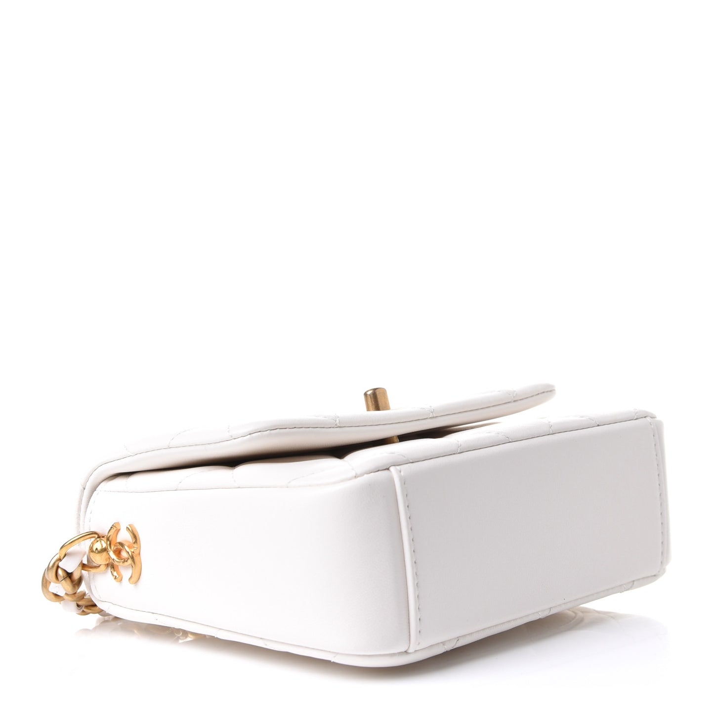 Lambskin Quilted Mini Side Note Flap White