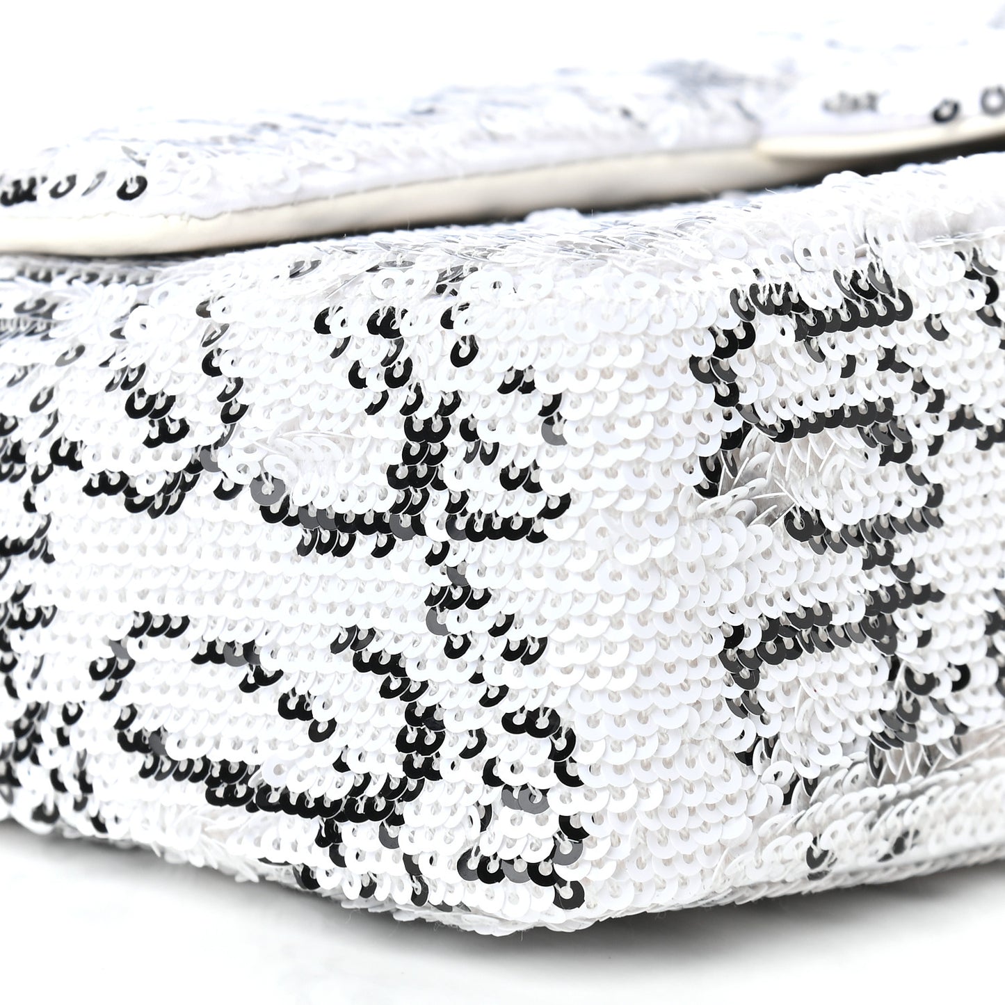Sequin Logo Mini Rectangular Flap White Black