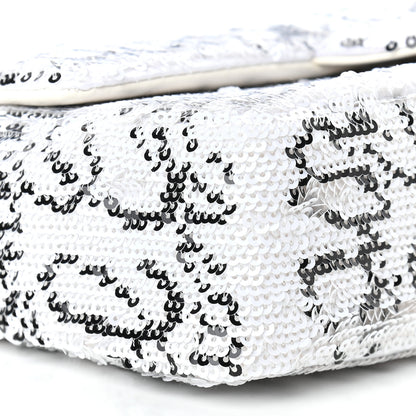 Chanel Sequin Logo Mini Rectangular Flap White Black 8 of 9