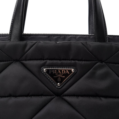 Prada Re-Nylon Nappa Triangle Quilted Padded Double Handled Zip Pocket Tote Black 11 of 11