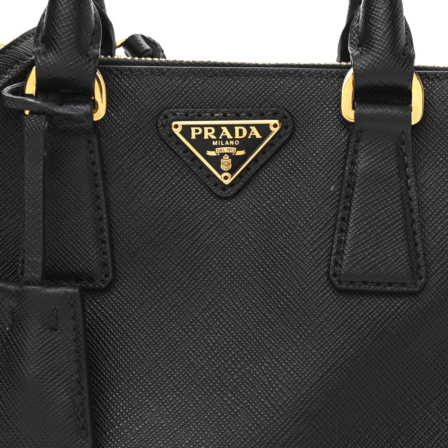 Saffiano Lux Mini Galleria Double Zip Tote Black