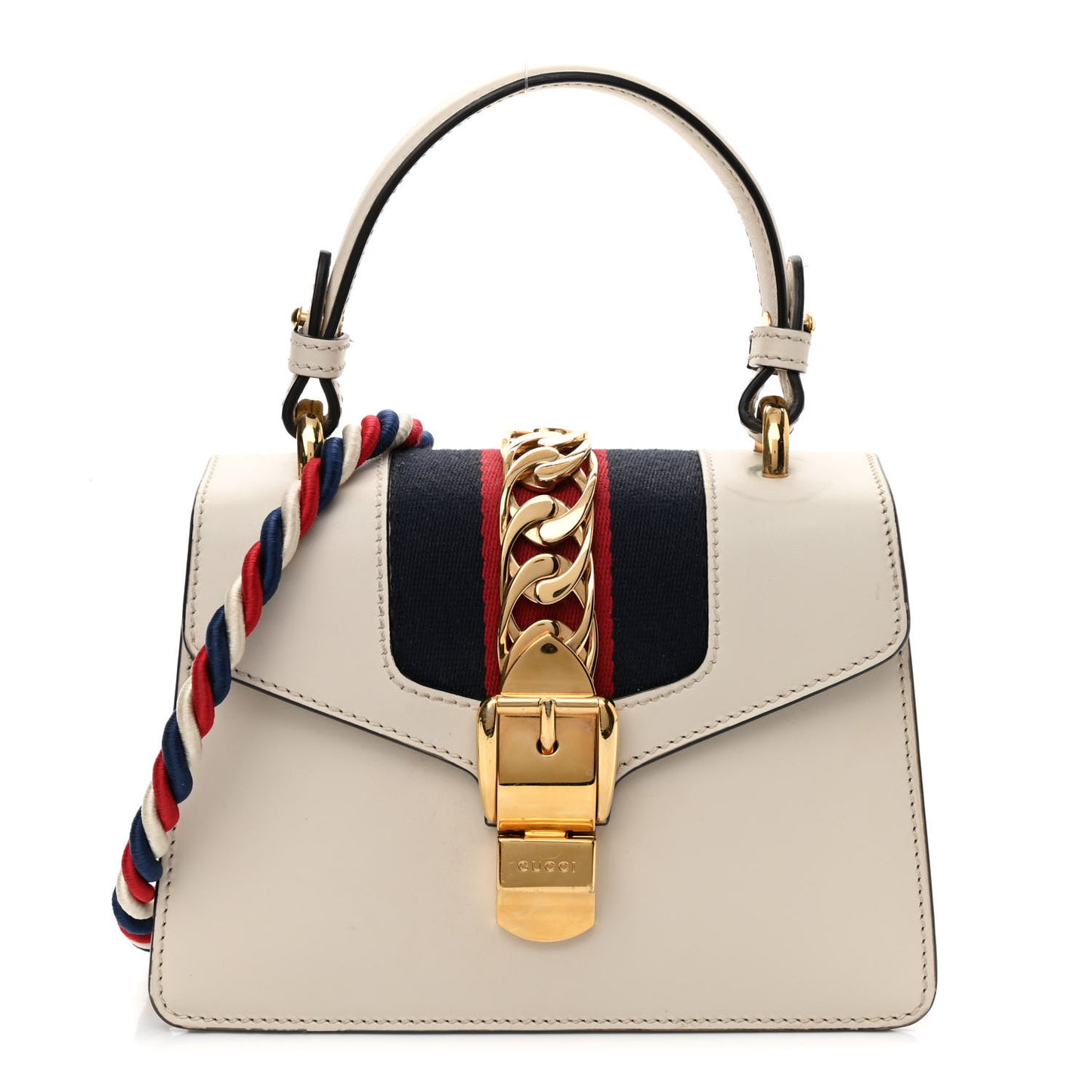 Calfskin Mini Sylvie Top Handle Bag White