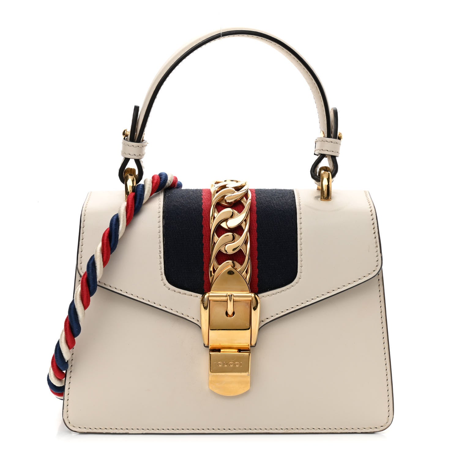 Gucci Calfskin Mini Sylvie Top Handle Bag White 1 of 19