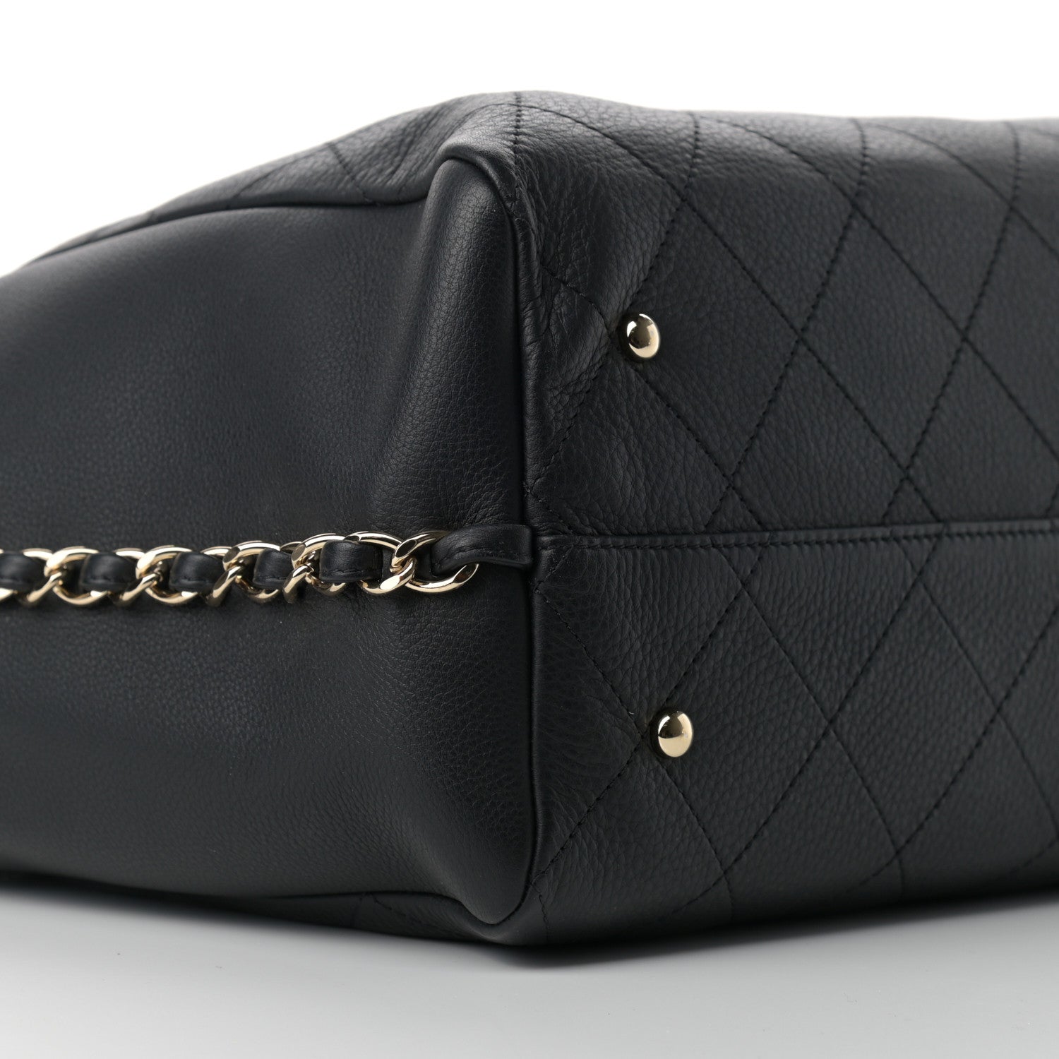 Chanel Bullskin Stitched Large Shopping Bag Black 8 of 9
