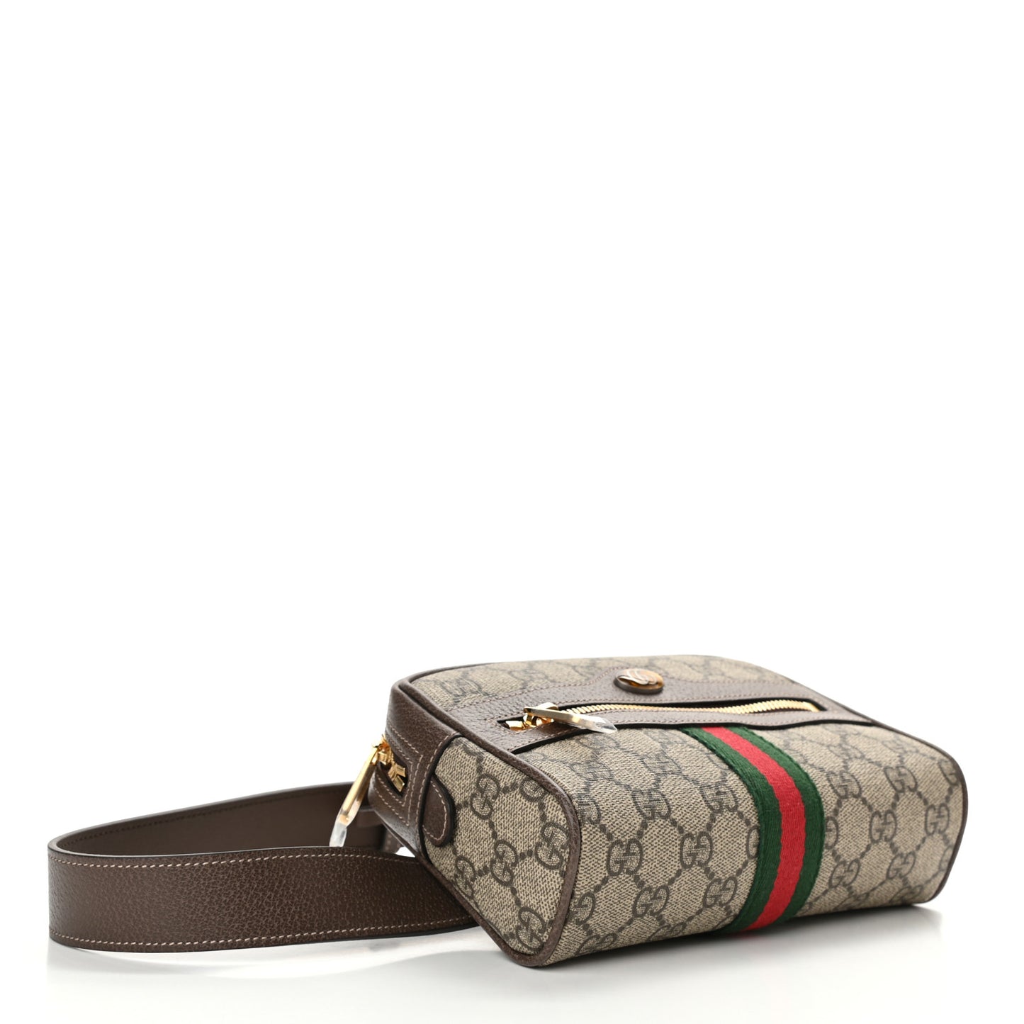 GG Supreme Monogram Web Small Ophidia Belt Bag 85 34 Dark Brown