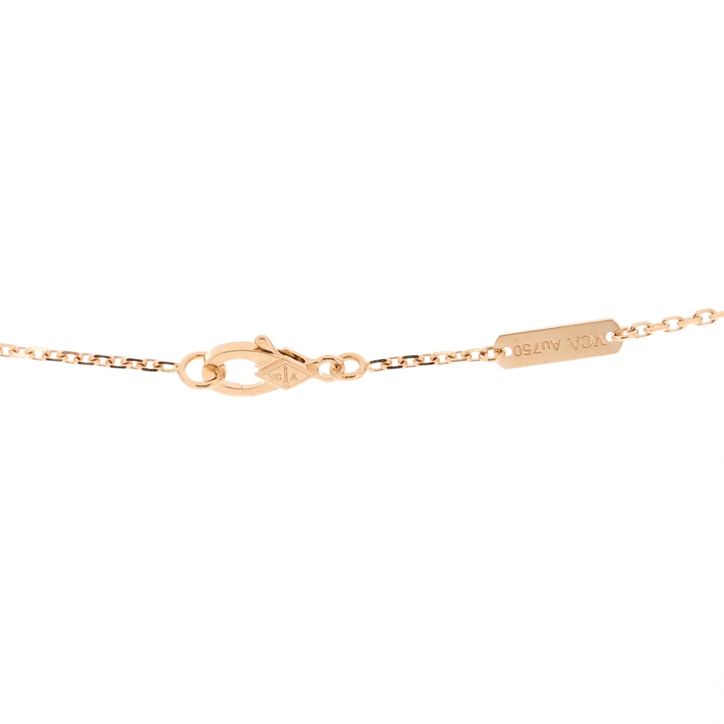 18K Rose Gold Gray Mother of Pearl Vintage Alhambra Pendant Necklace