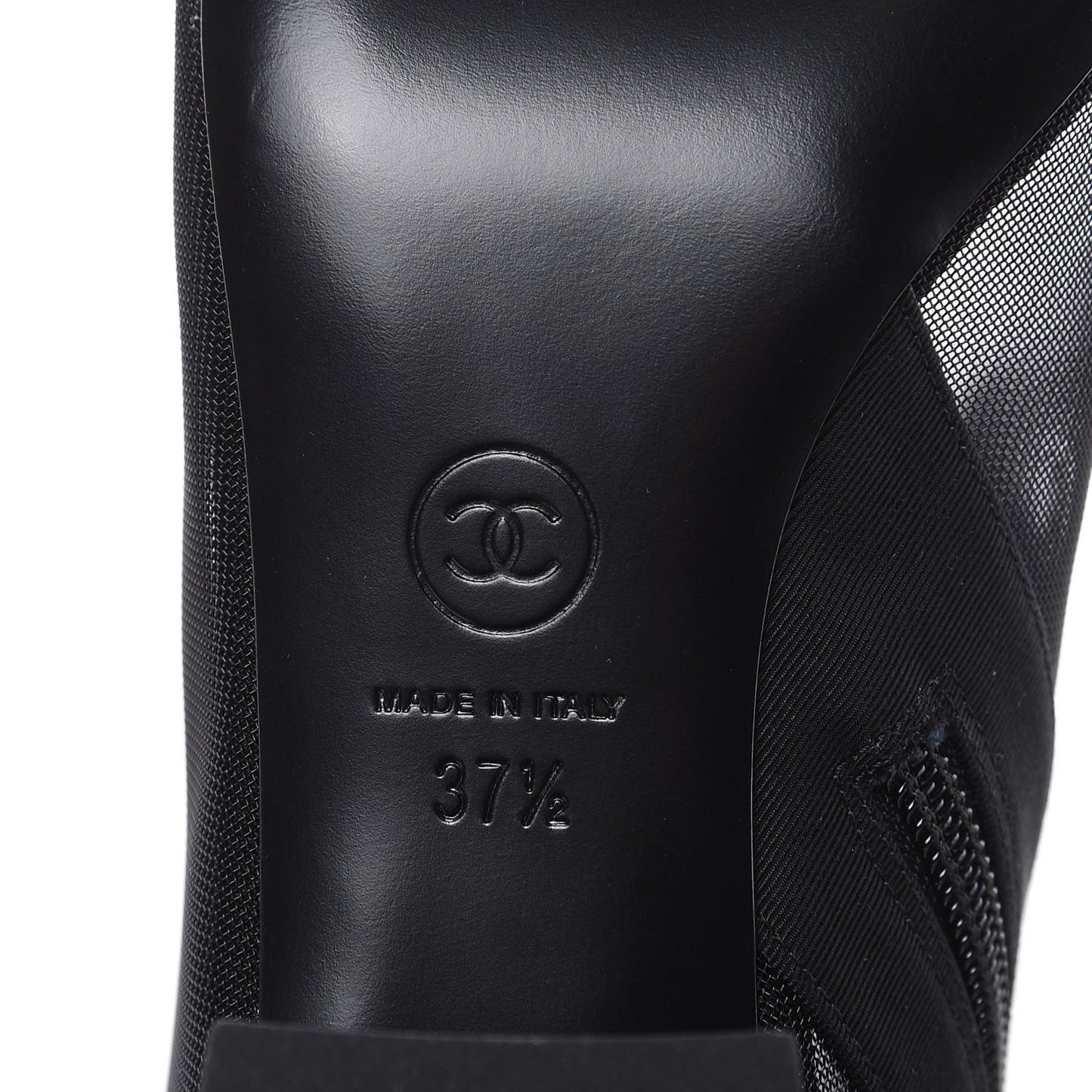 Mesh Grosgrain Camellia Short Boots 37.5 Black