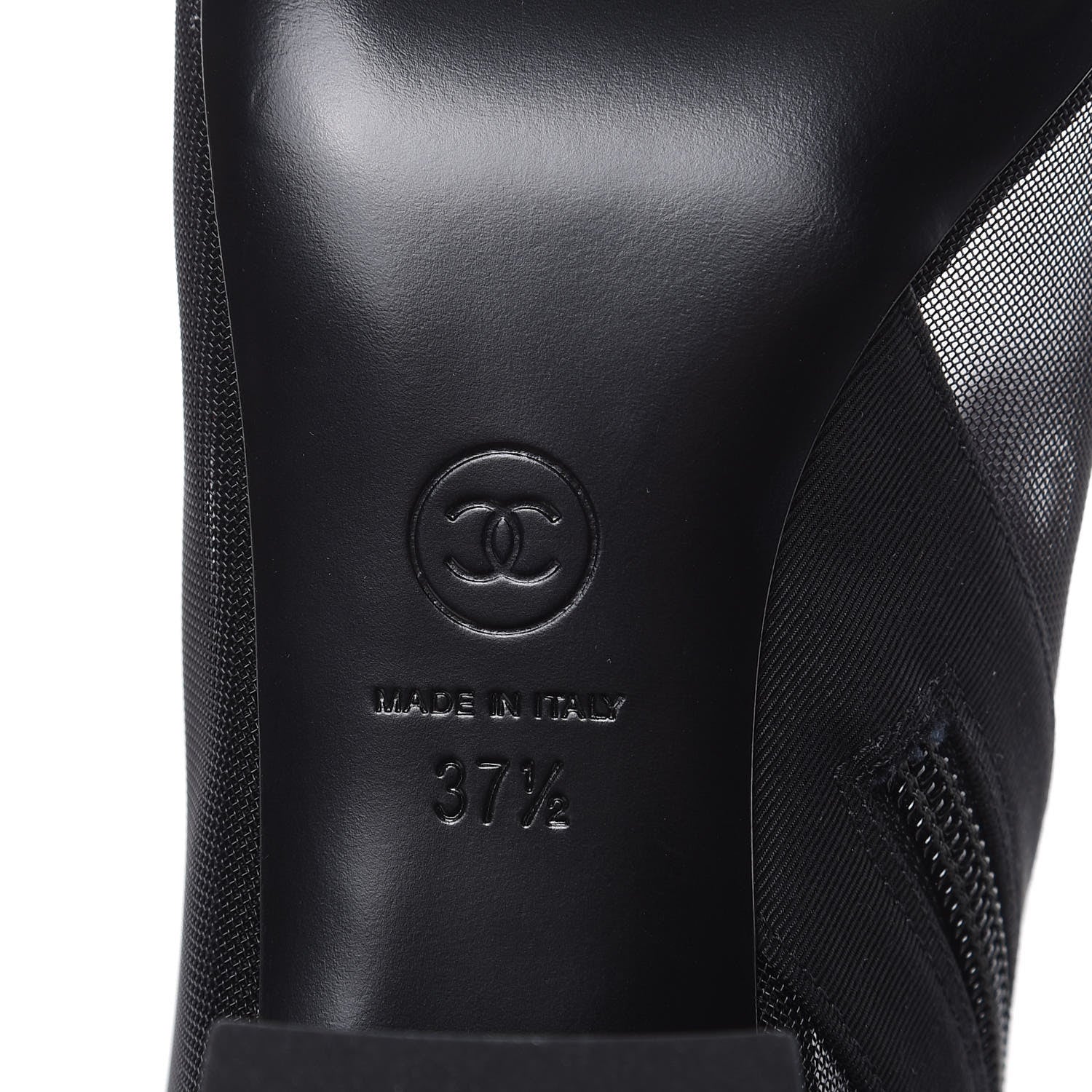 Chanel Mesh Grosgrain Camellia Short Boots 37.5 Black 6 of 8