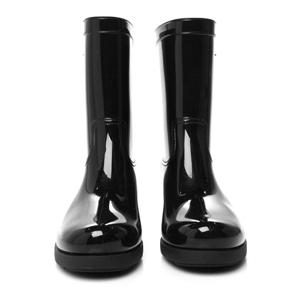 Prada Sport Rubber Metal Triangle Logo Ankle Rain Boots 39 Black 2 of 7