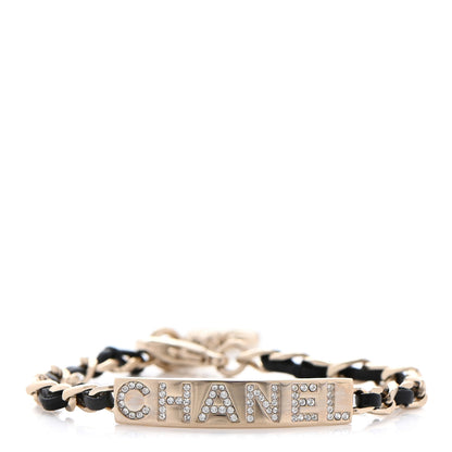 Chanel Metal Lambskin Crystal Sergeant Chanel Bracelet Gold 1 of 6