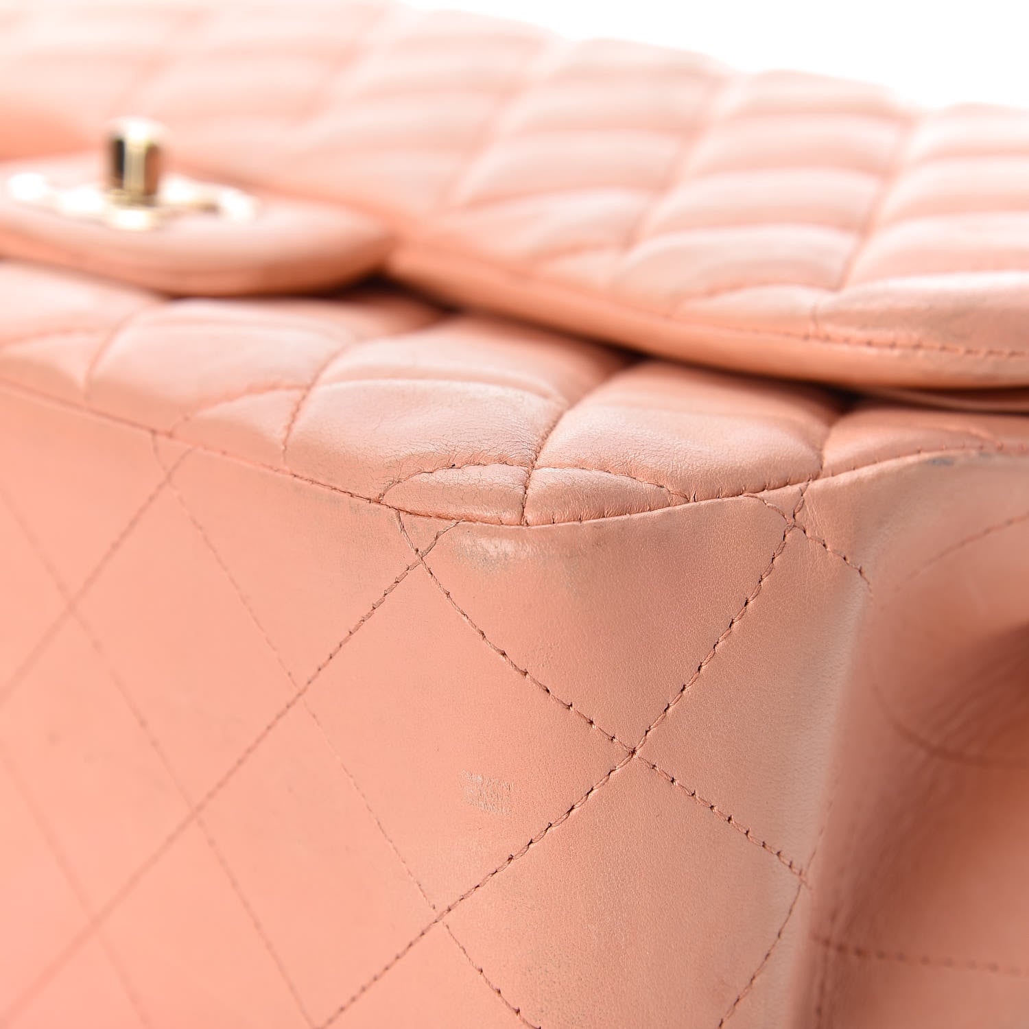 Chanel Lambskin Quilted Jumbo Double Flap Light Orange 9 of 37