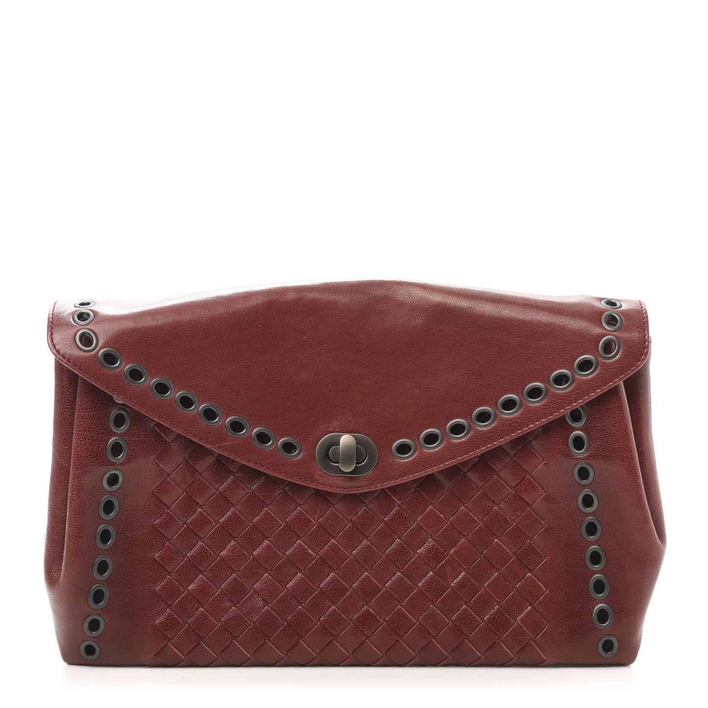 Nappa Intrecciato Grommet Flap Clutch Brique