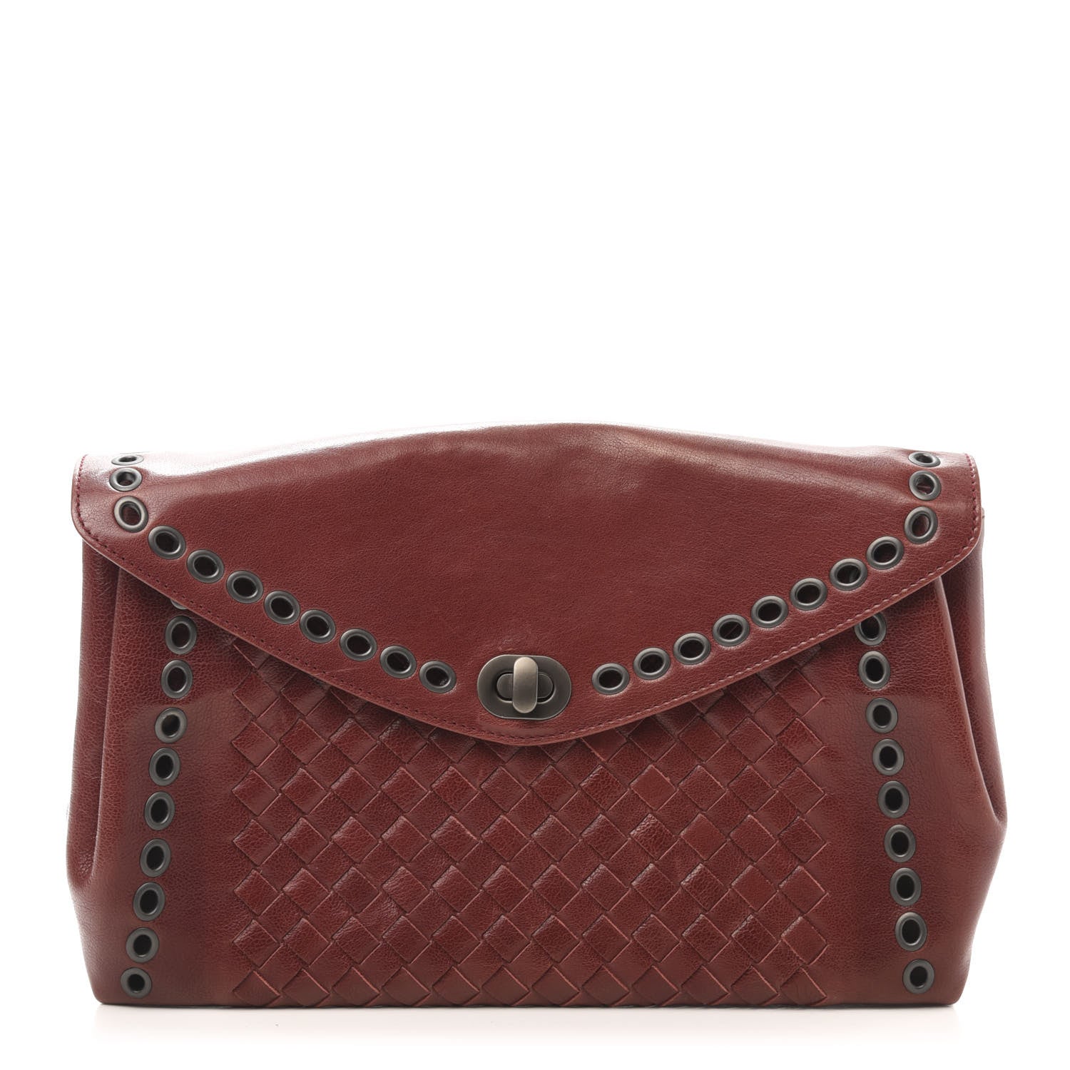 Bottega Veneta Nappa Intrecciato Grommet Flap Clutch Brique 1 of 11