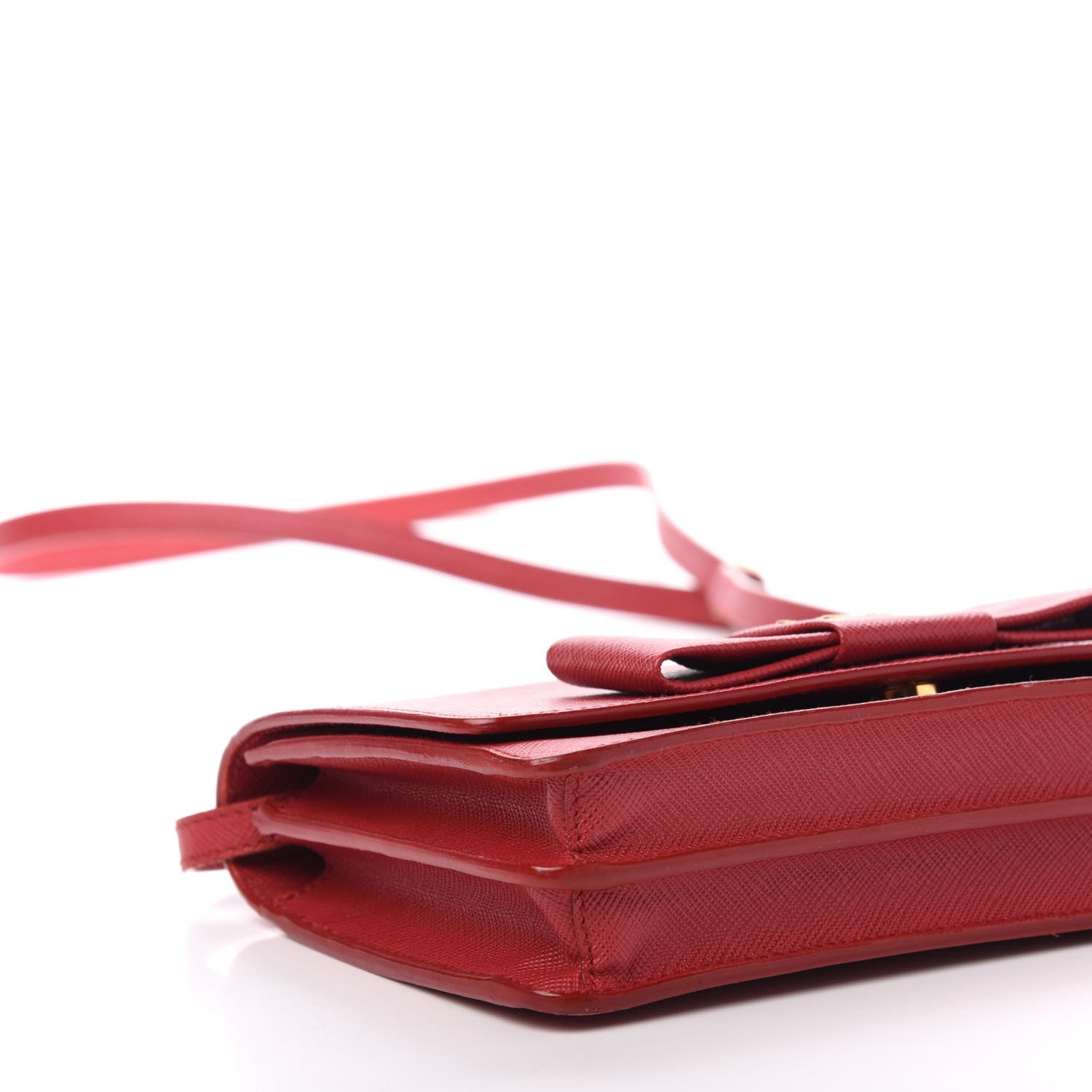 Prada Saffiano Fiocco Bow Flap Wallet Fuoco 10 of 13