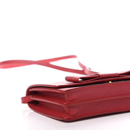 Prada Saffiano Fiocco Bow Flap Wallet Fuoco 10 of 13