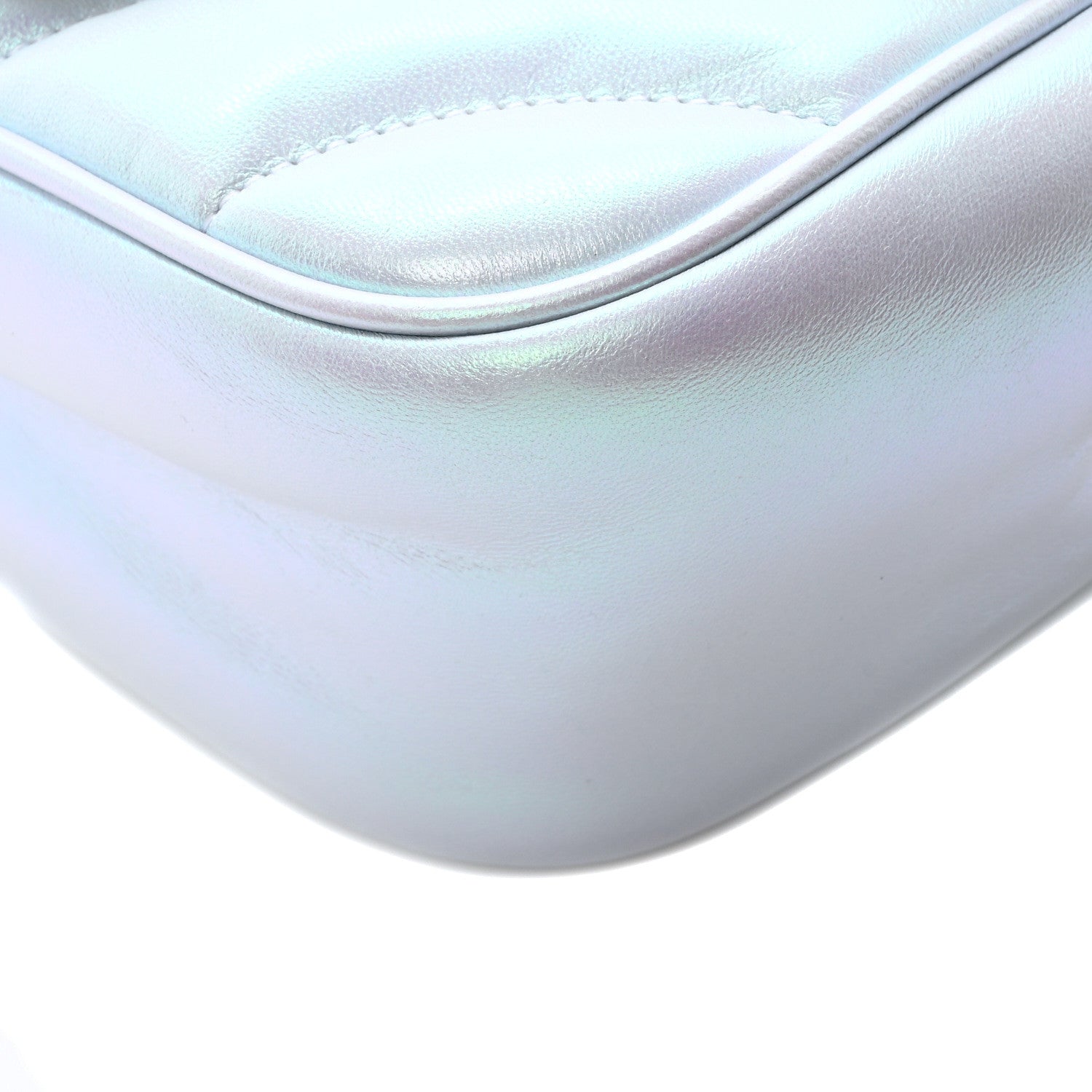 Gucci Iridescent Nappa Chevron Matelasse Mini GG Marmont Shoulder Bag Iridescent Snow Light Blue 9 of 9